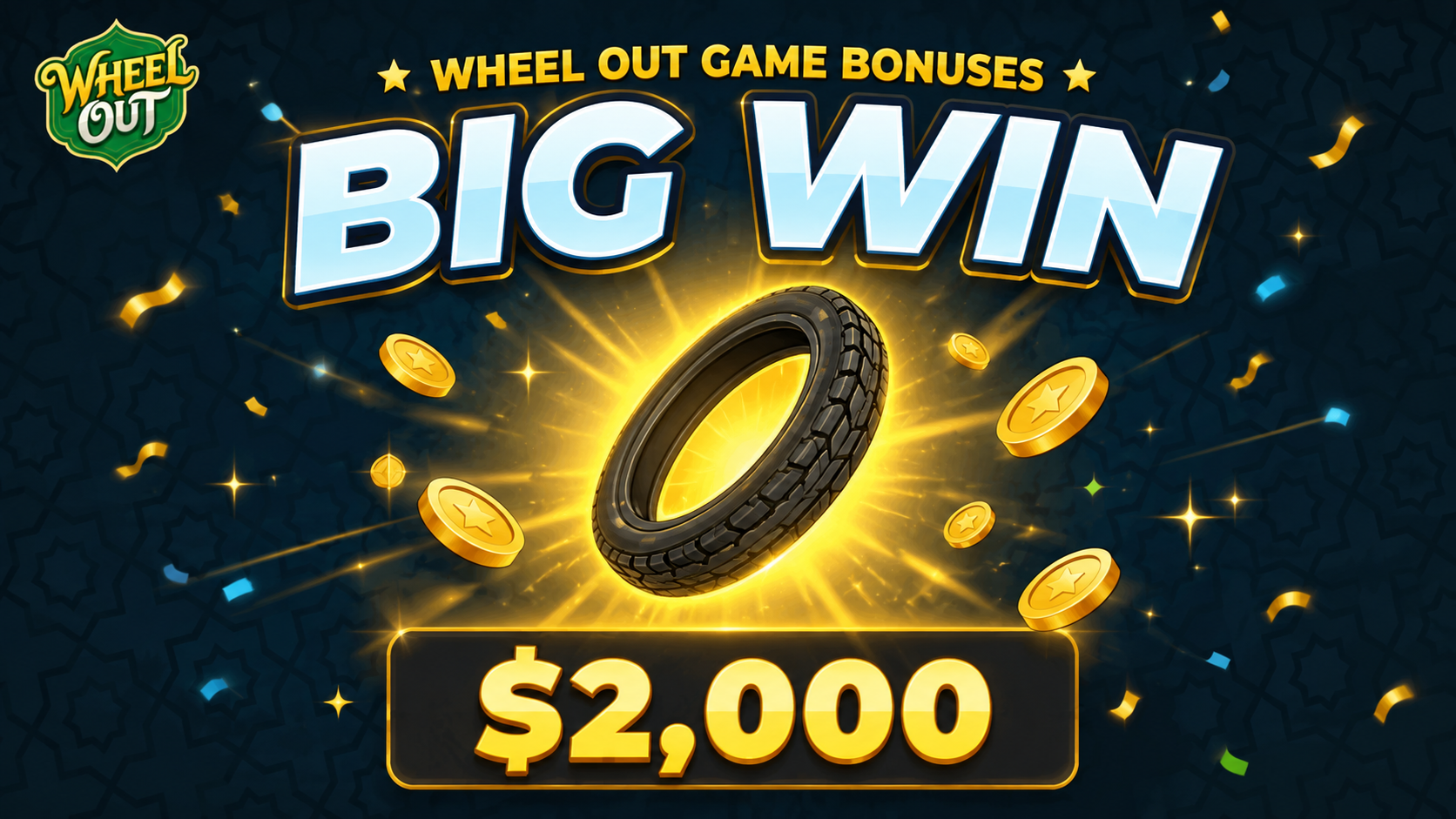 Wheel Out Spiel großer Gewinn Bildschirm